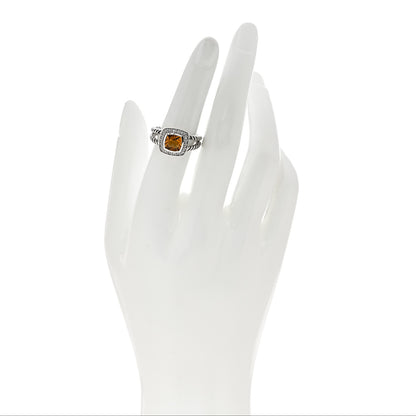 David Yurman Sterling Silver Diamond Citrine 7mm Petite Albion Ring 52 6 2 of 4
