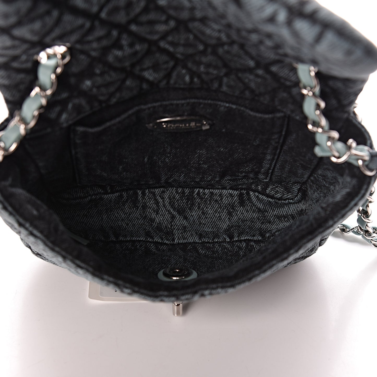 Denim Quilted Small Denimpression Flap Blue Black