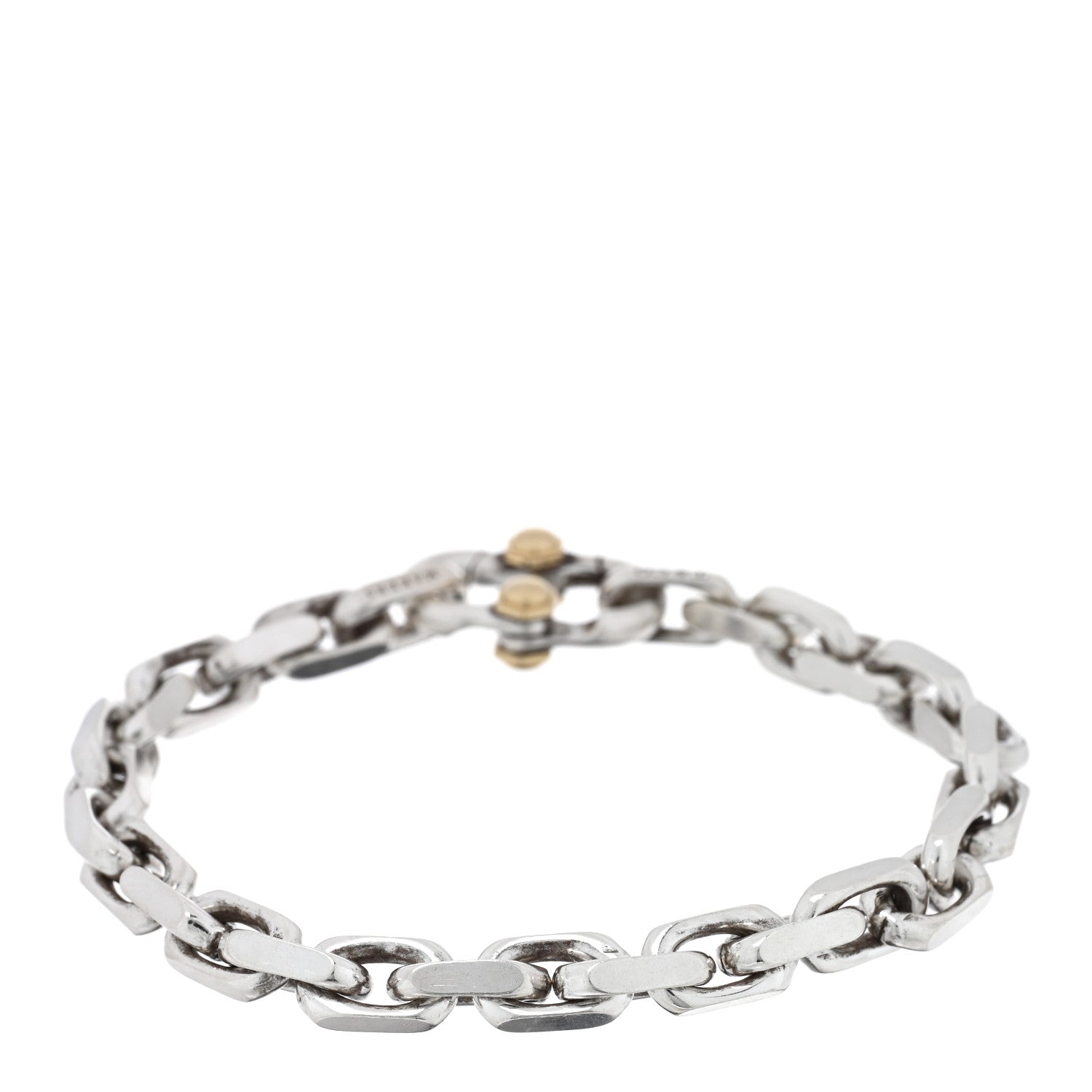 Tiffany Sterling Silver 18K Yellow Gold Wide Makers Chain Link Bracelet 2 of 3