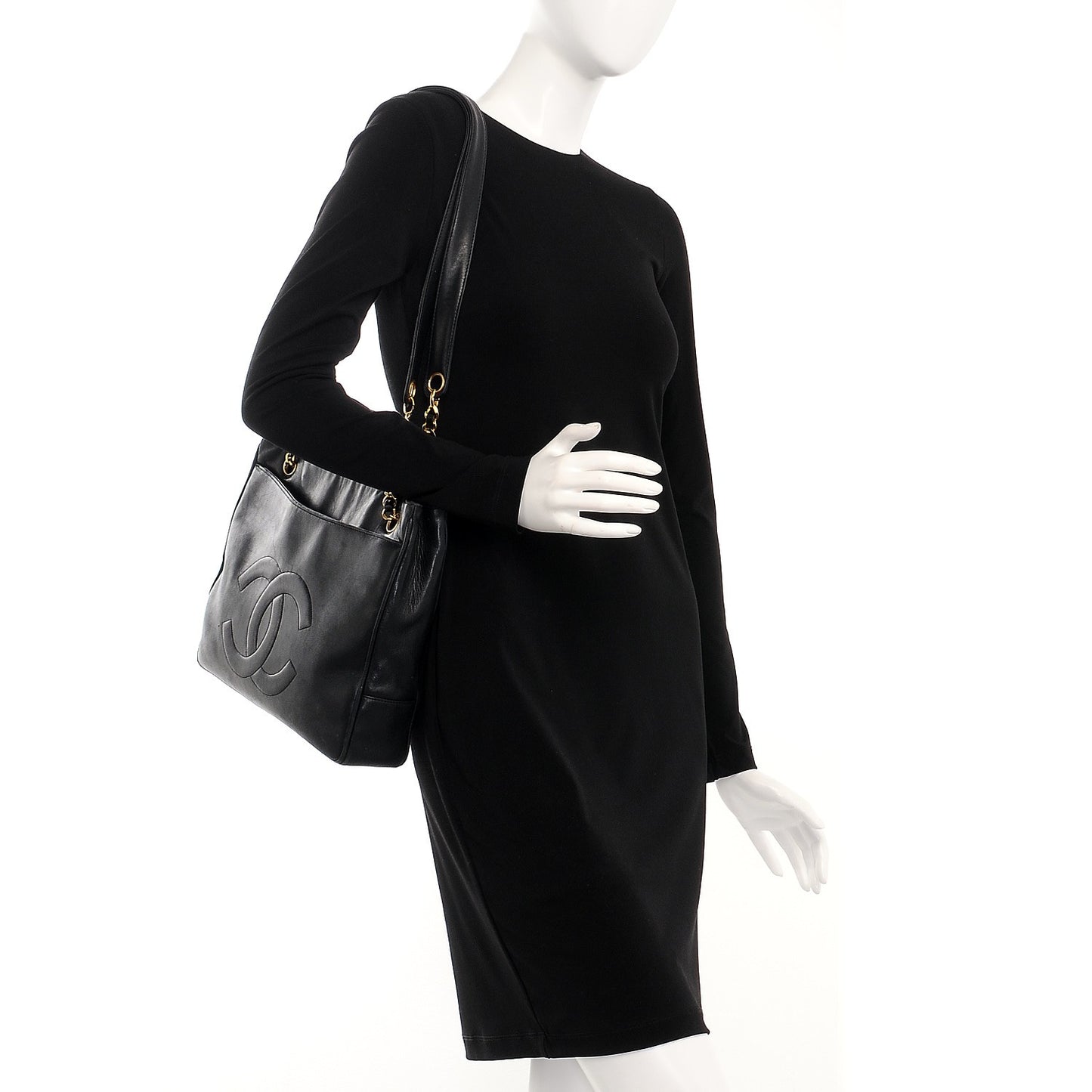 Lambskin CC Shopping Tote Black