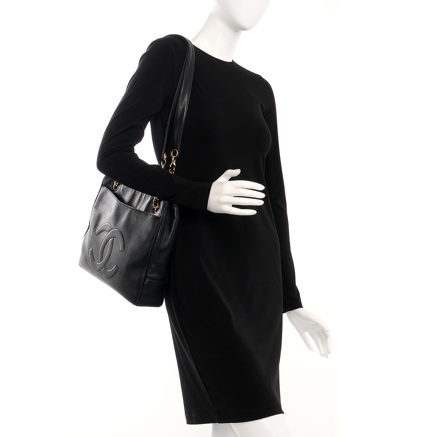 Chanel Lambskin CC Shopping Tote Black 2 of 12