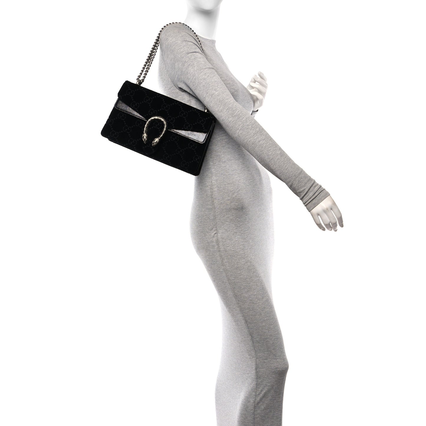 Velvet GG Monogram Small Dionysus Shoulder Bag Black