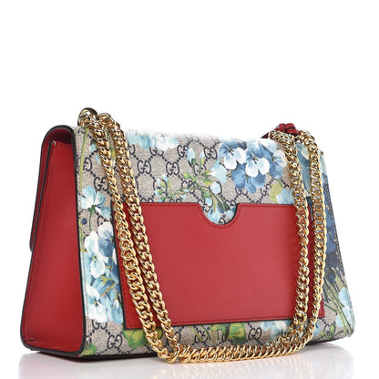 Gucci GG Supreme Monogram Blooms Medium Padlock Shoulder Bag Beige Blue Navy Hibiscus Red 4 of 9