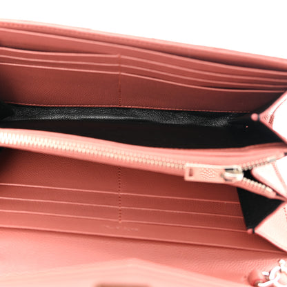 Saint Laurent Grain De Poudre Matelasse Chevron Small Monogram Chain Wallet Blush Fonce 5 of 12