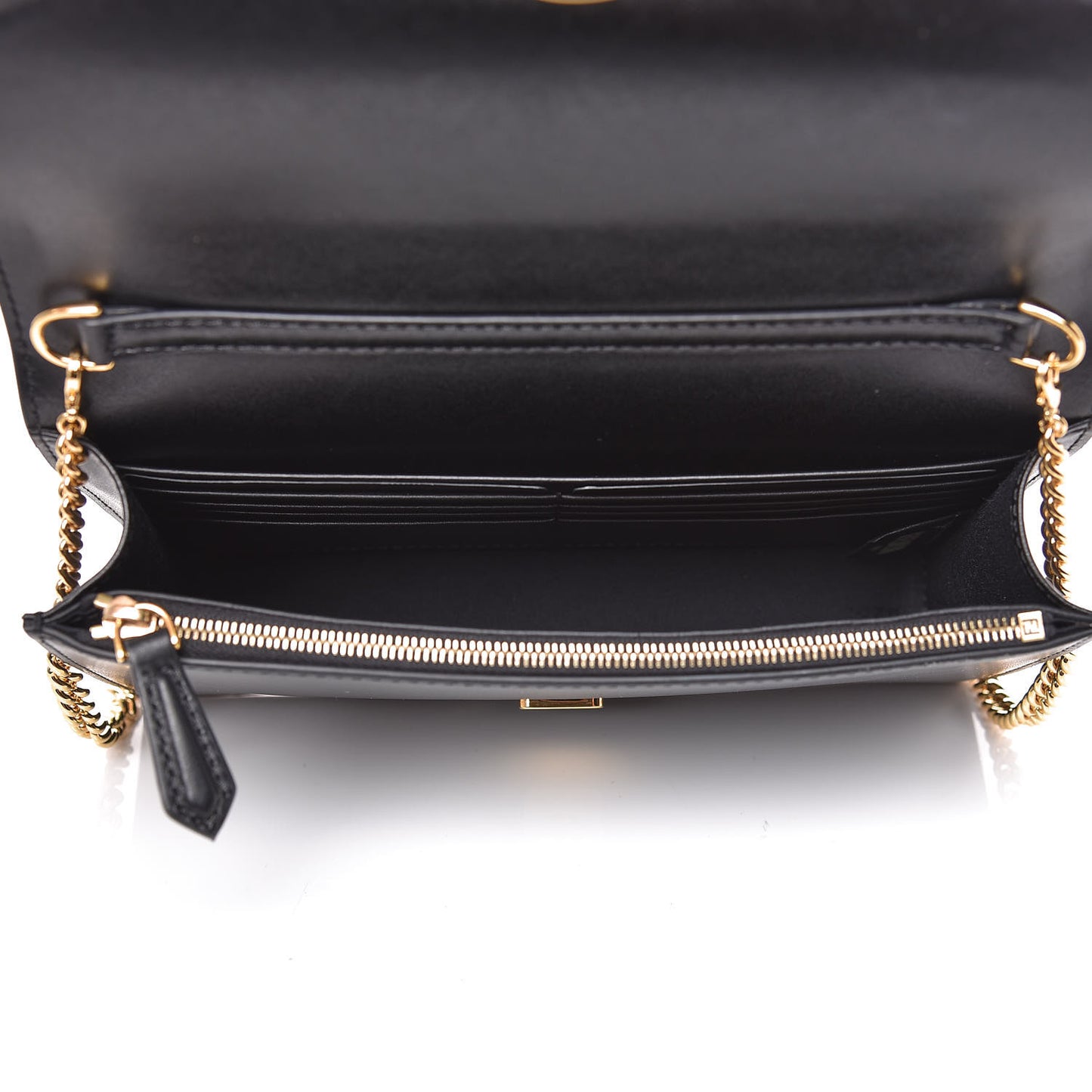Vitello Liberty Lucido F is Fendi Medium Envelope Wallet on Chain Black