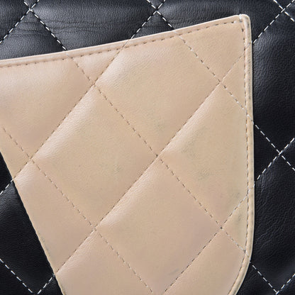 Chanel Lambskin Quilted Colorblock Jumbo Double Flap Black White Beige 17 of 19