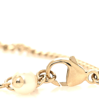 Chanel Crystal Pearl Chain Heart Bracelet Gold 4 of 6