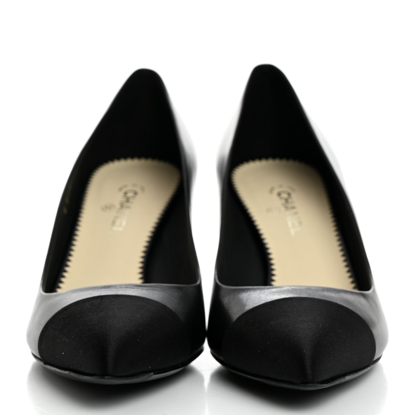 Lambskin Grosgrain Pearl Cap Toe Pumps 37 Black