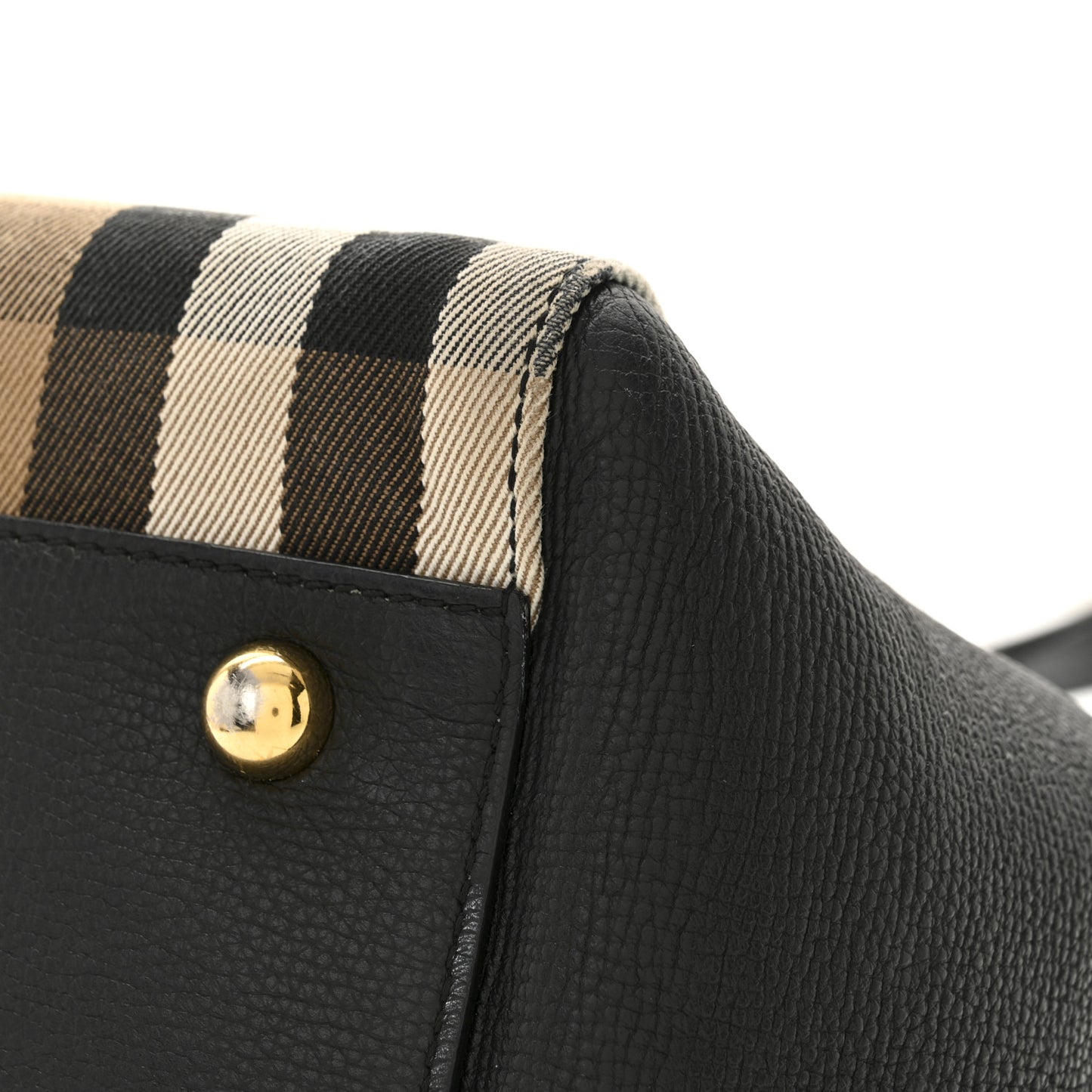 Grainy Calfskin House Check Small Canterbury Tote Black