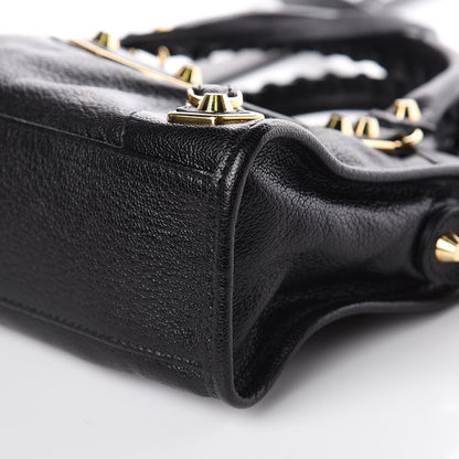 Balenciaga Chevre Gold Metallic Edge Hardware Mini City Black 10 of 12