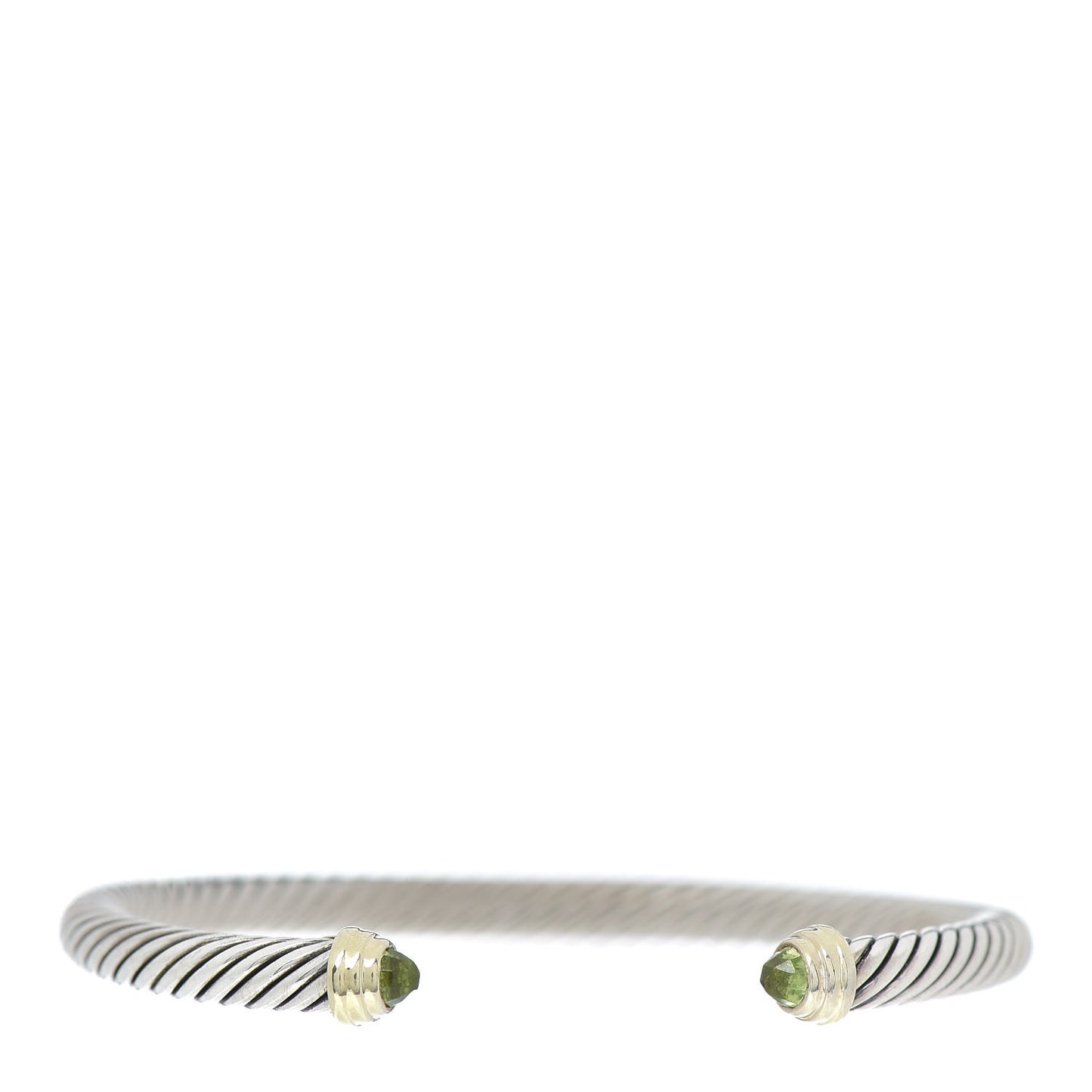 Sterling Silver 14K Yellow Gold Peridot 5mm Cable Classics Petite Color Bracelet