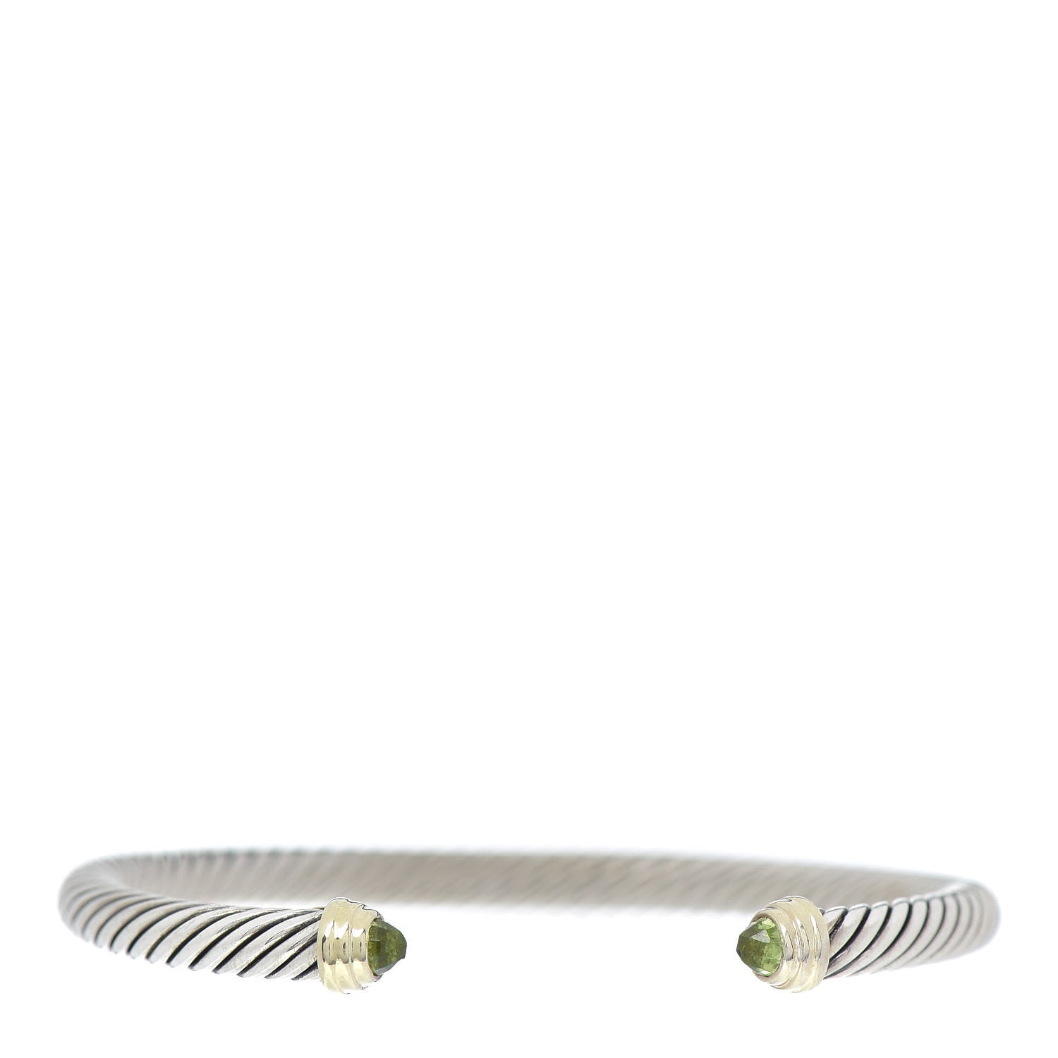 David Yurman Sterling Silver 14K Yellow Gold Peridot 5mm Cable Classics Petite Color Bracelet 1 of 5