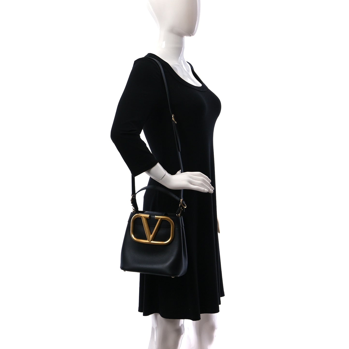 Smooth Calfskin Supervee Top Handle Bag Black