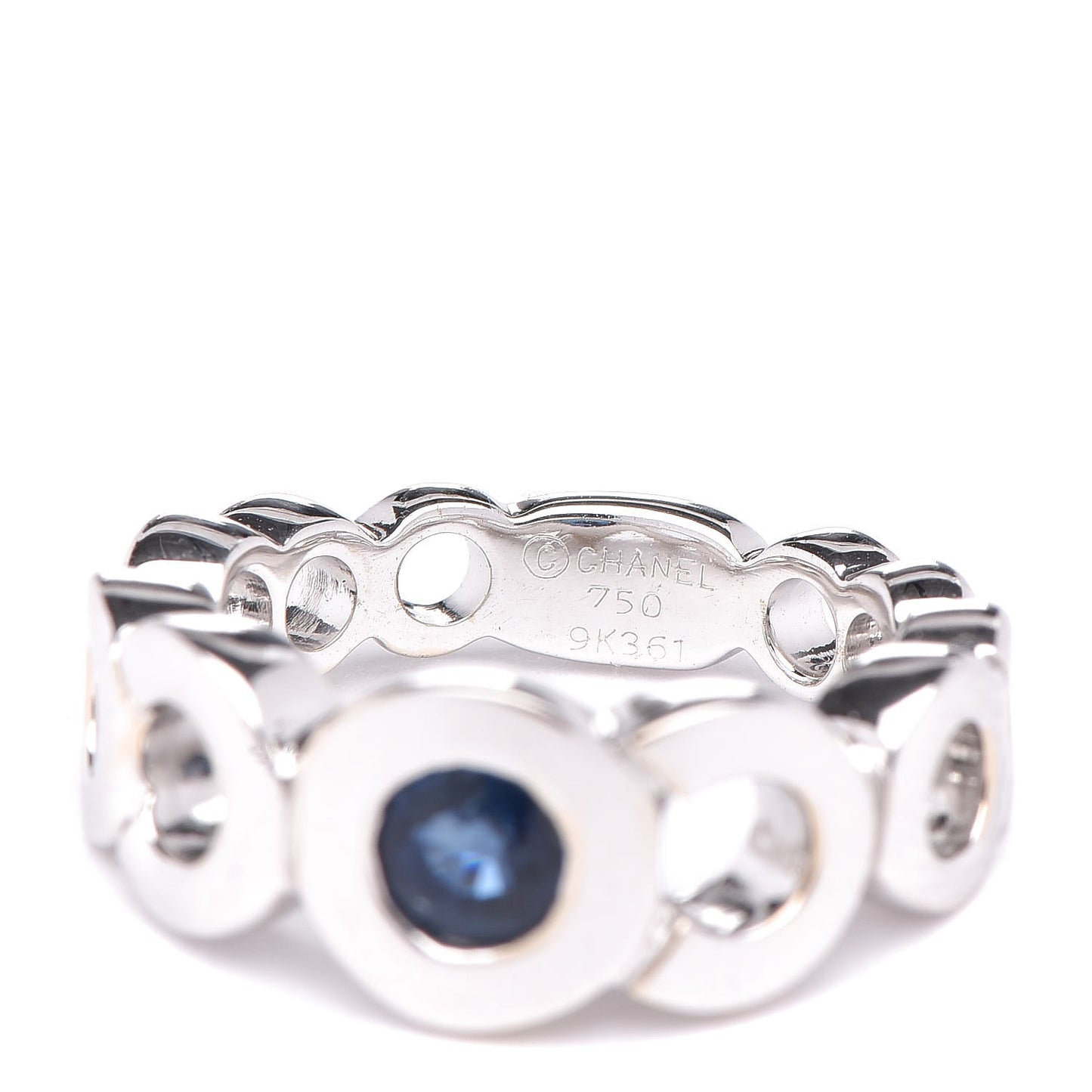 18K White Gold Blue Sapphire Coco Ring 48.5