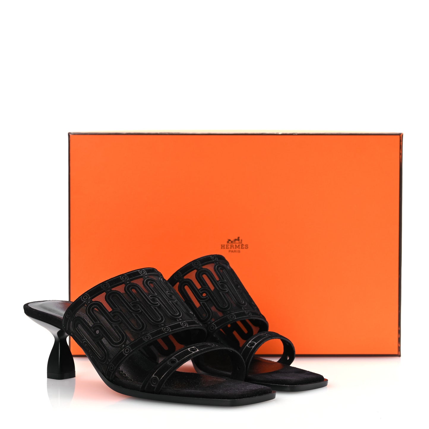 Suede Goatskin Mesh Joia 55 Mule Sandals 36 Black