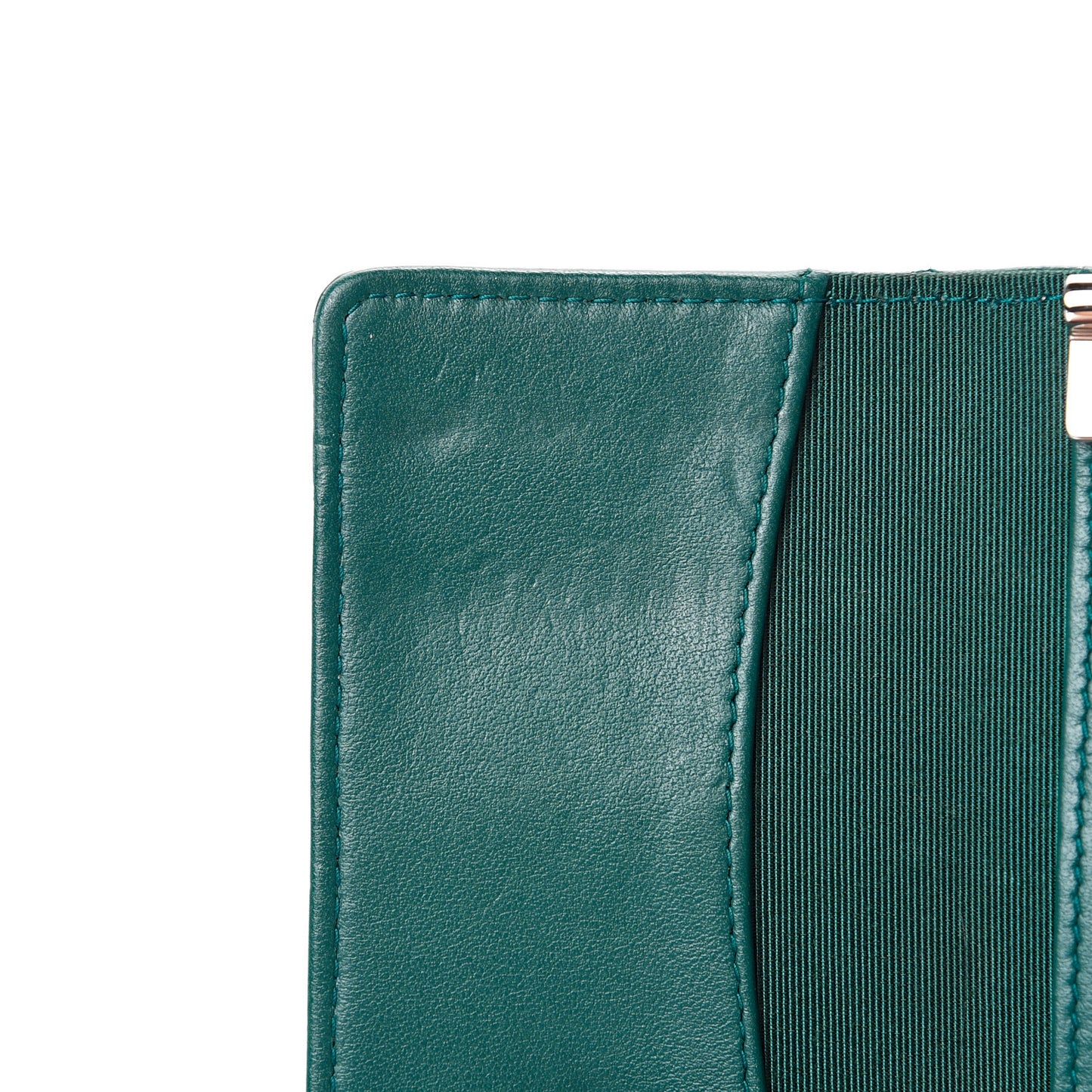 Metallic Caviar Quilted 6 Key Holder Green