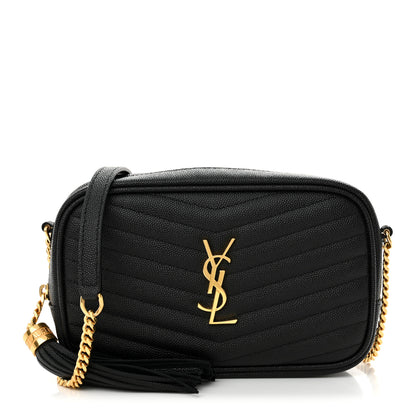Saint Laurent Grain De Poudre Matelasse Monogram Mini Lou Camera Bag Black 1 of 11