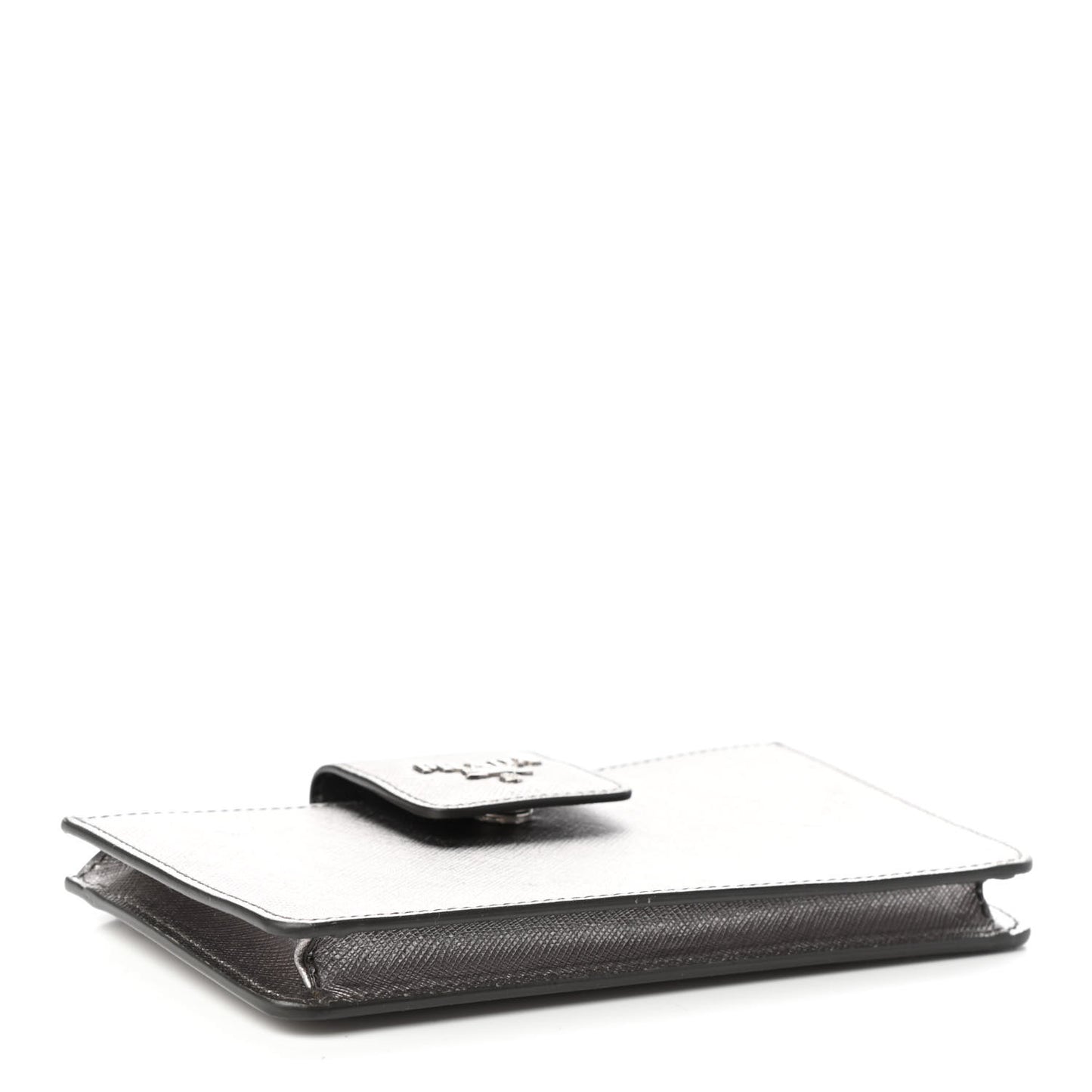 Metallic Saffiano Mini Chain Wallet Cromo