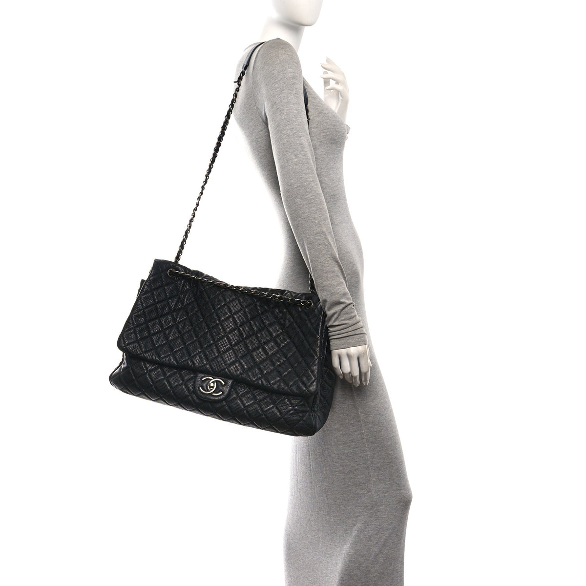 Chanel Grained Calfskin Quilted XXL Travel Flap Bag Black 2 of 10