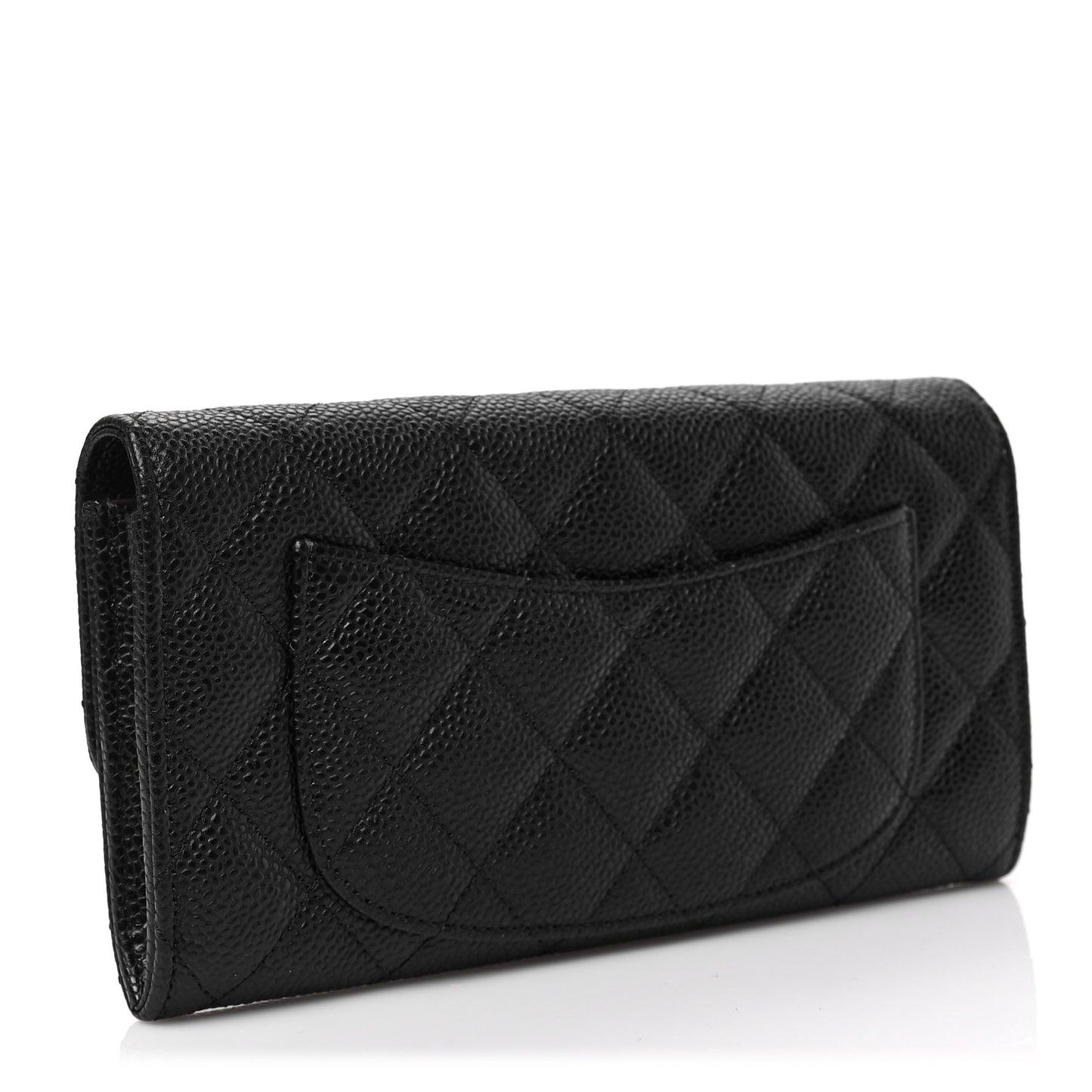 Caviar Quilted Large Flap Wallet Black