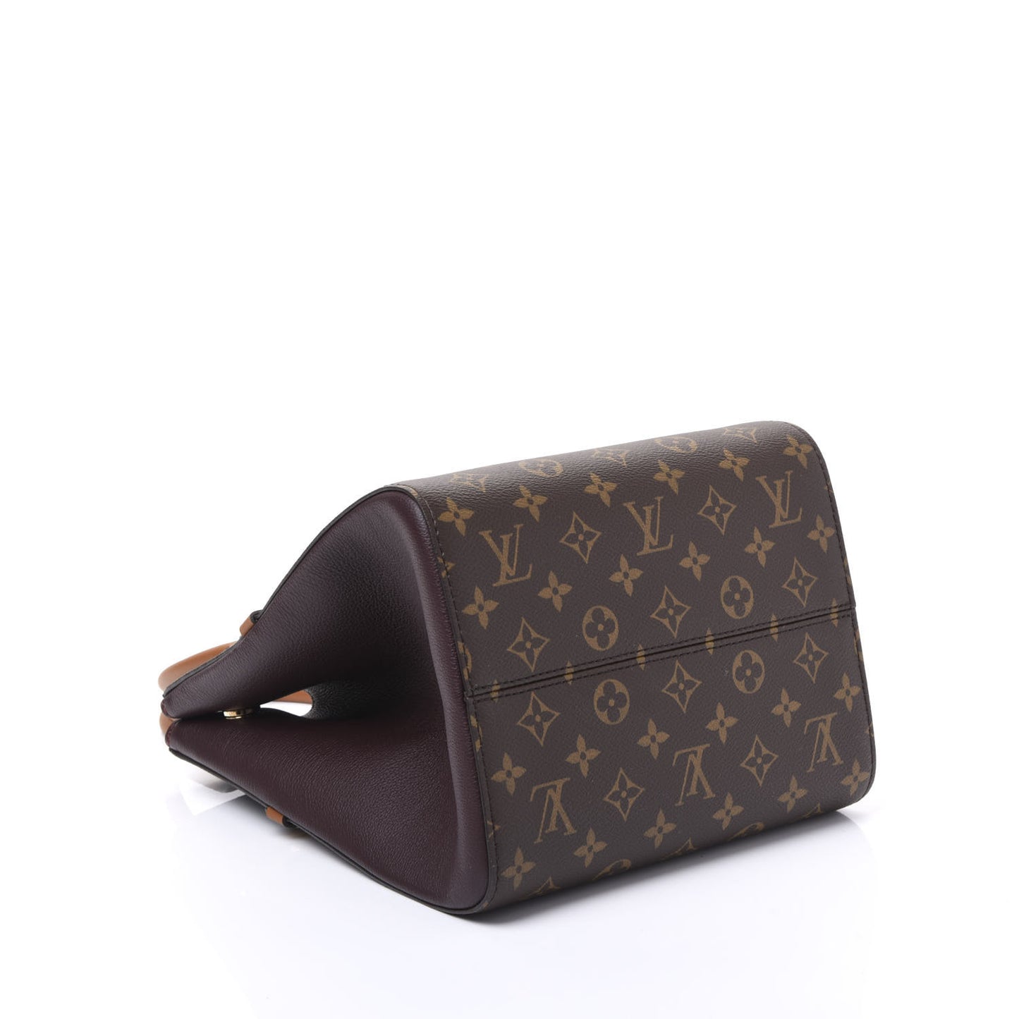 Calfskin Monogram Fold Tote MM Black Wine Cream
