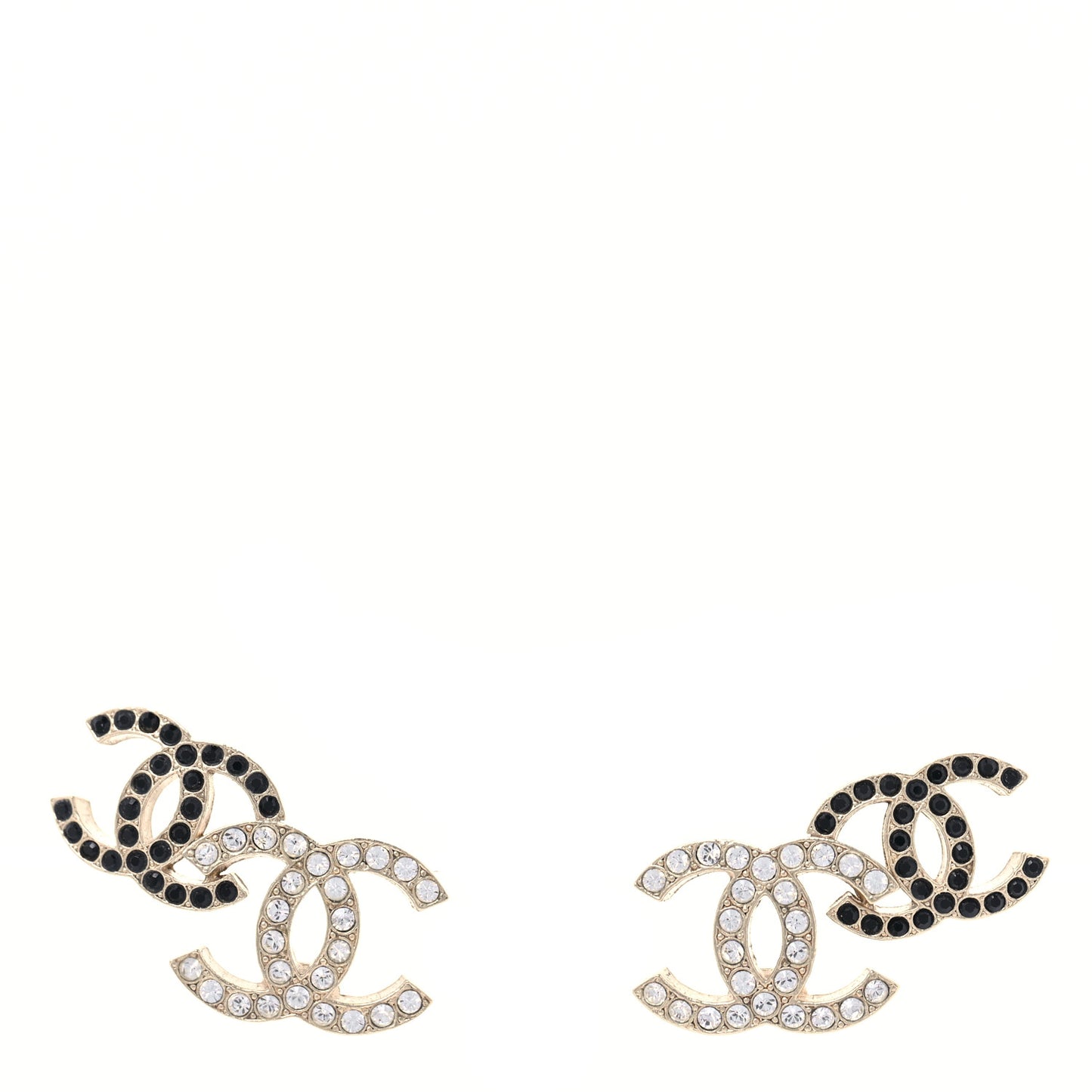 Crystal Double CC Earrings Gold Black