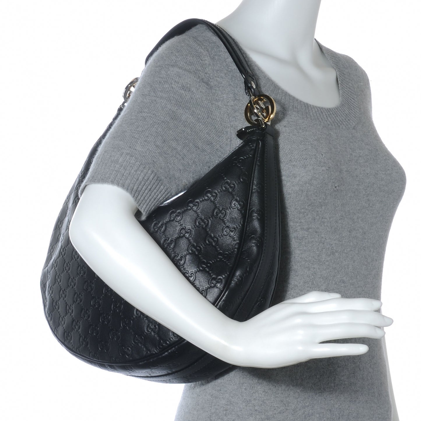 Guccissima GG Twins Medium Hobo Black