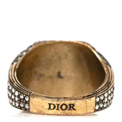 Christian Dior Metal Crystal CD Signet Ring L Gold 3 of 3