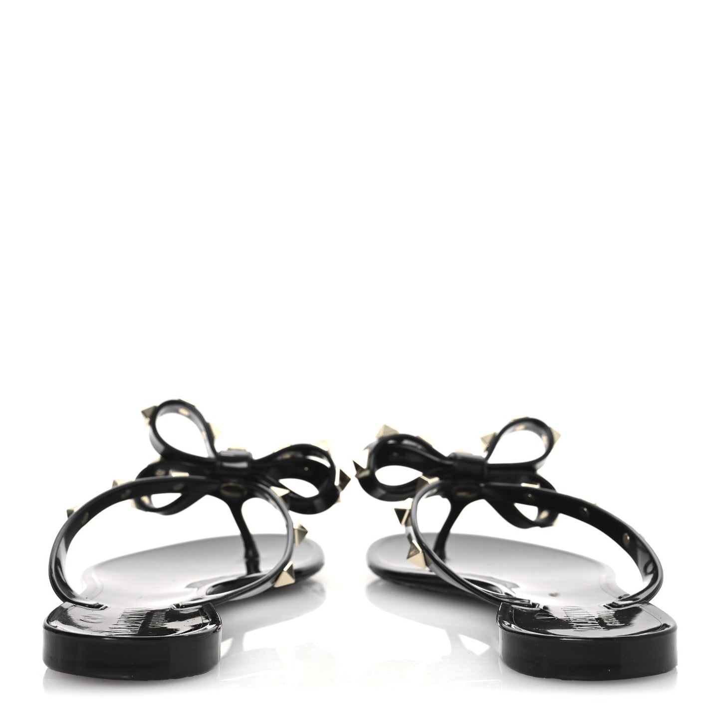 PVC Jelly Rockstud Bow Thong Sandals 36 Black