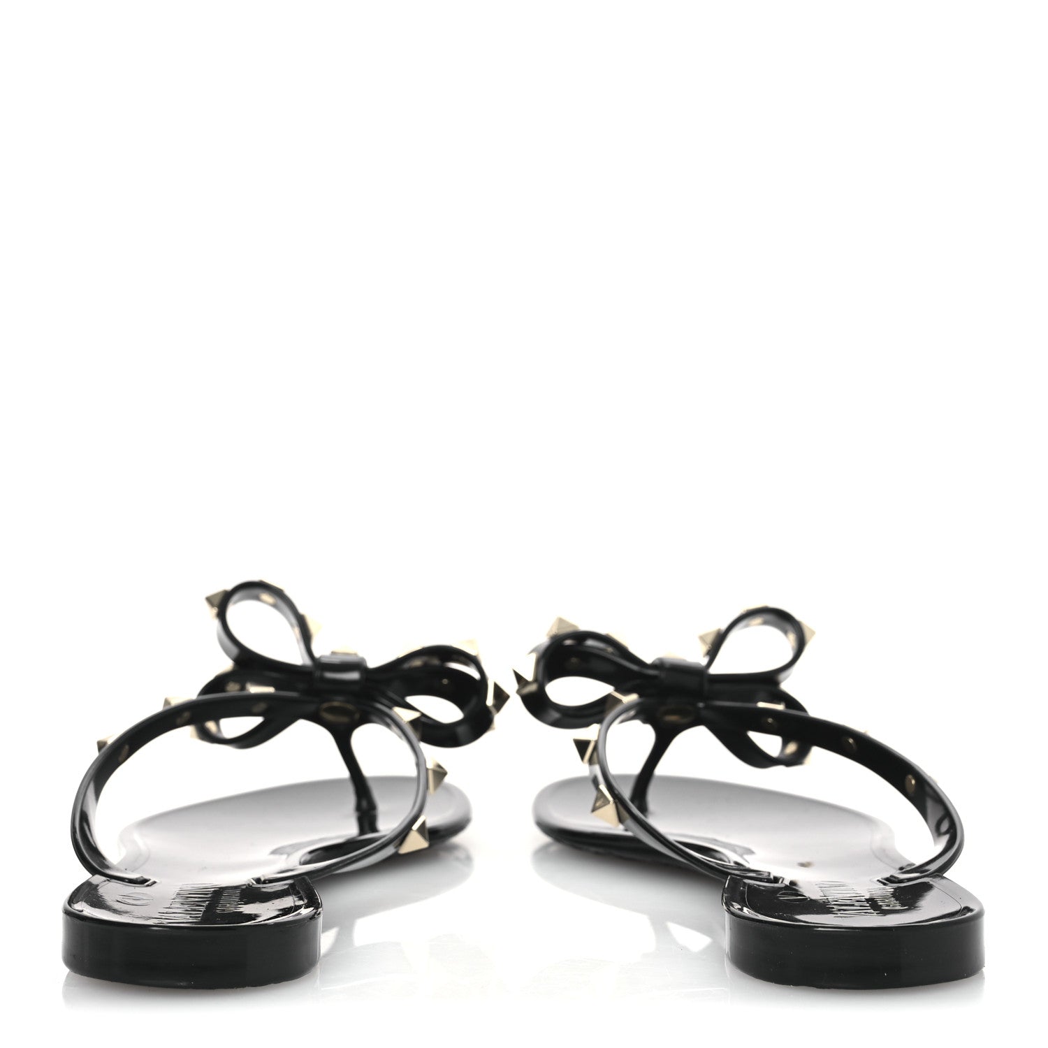 Valentino Garavani PVC Jelly Rockstud Bow Thong Sandals 36 Black 6 of 10