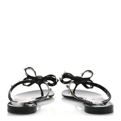 Valentino Garavani PVC Jelly Rockstud Bow Thong Sandals 36 Black 6 of 10