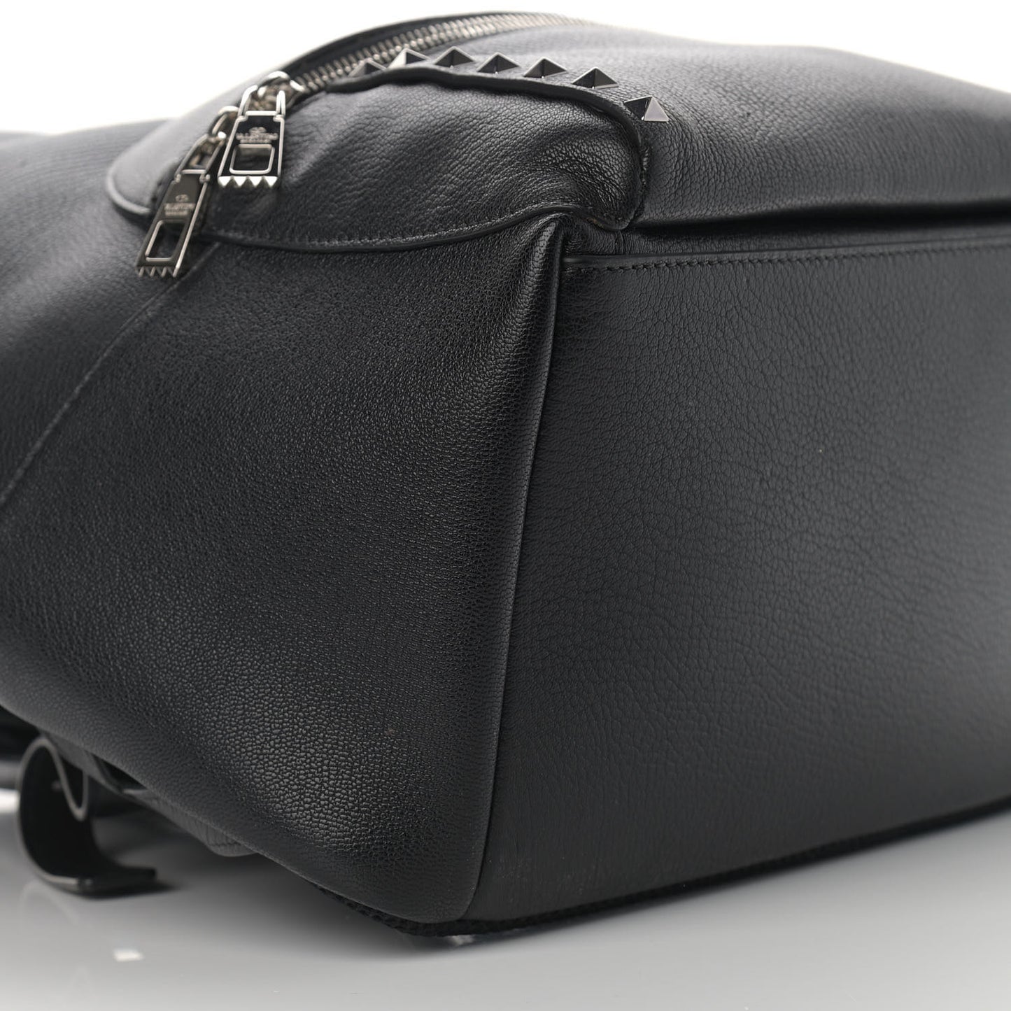 Grained Calfskin Rockstud Backpack Black
