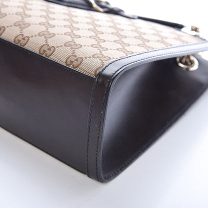 Gucci Monogram Margaux Calfskin Large Emily Chain Shoulder Bag Beige Ebony Cocoa 12 of 14