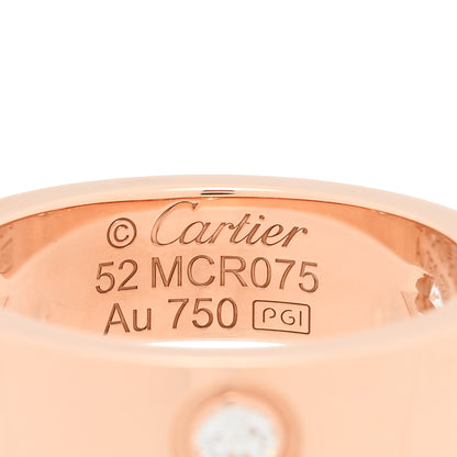 Cartier 18K Pink Gold 3 Diamond 5.5mm LOVE Ring 52 6 4 of 5