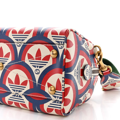 Gucci X ADIDAS Shangai Calfskin Web Trefoil Interlocking G Mini Duffle Bag Red White Blue 10 of 13