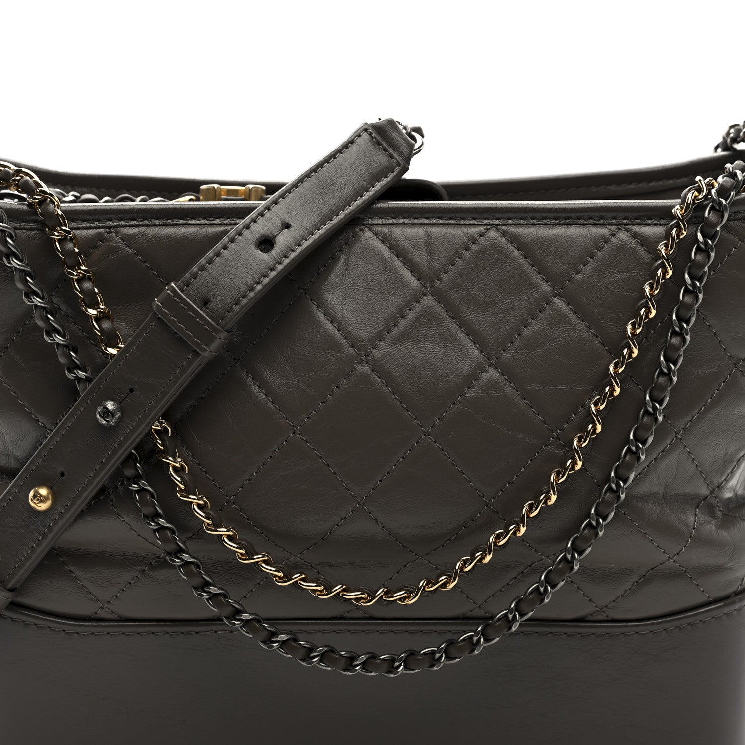 Chanel Aged Calfskin Quilted Medium Gabrielle Hobo Grey 8 of 10