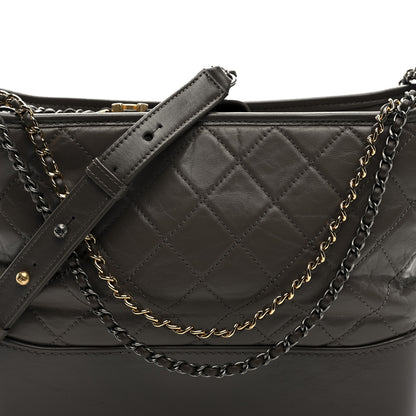 Chanel Aged Calfskin Quilted Medium Gabrielle Hobo Grey 8 of 10