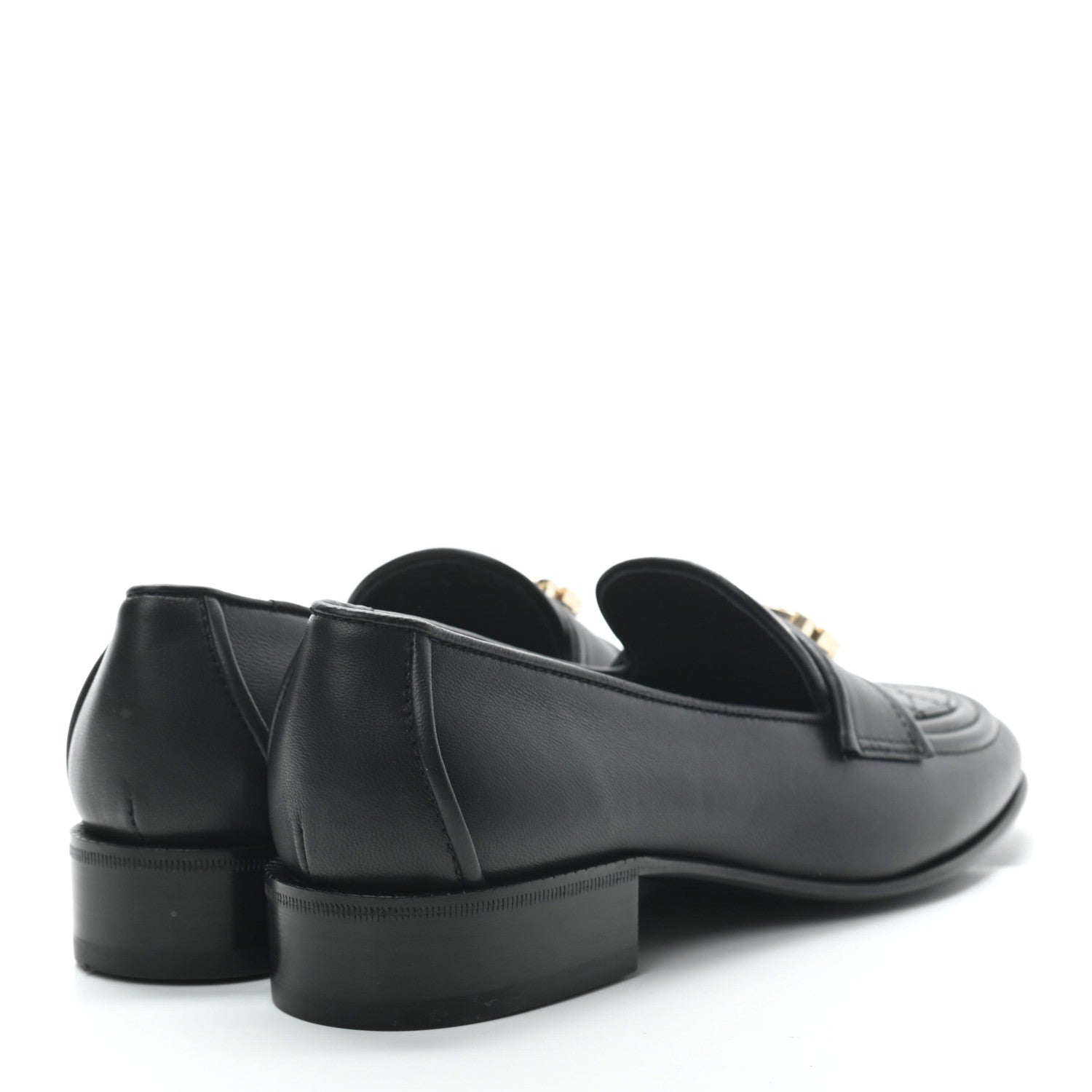 Chanel Lambskin Quilted Womens CC Loafers 37 Black 4 of 8