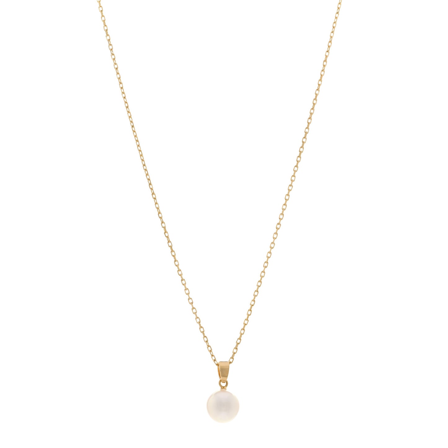 18K Yellow Gold 8mm Akoya Pearl Drop Pendant Necklace