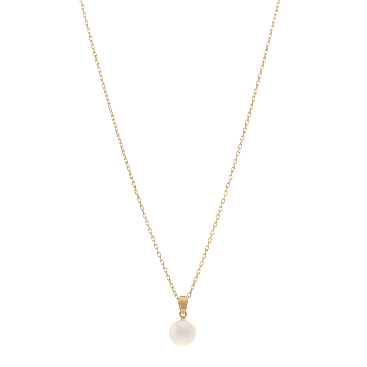 Mikimoto 18K Yellow Gold 8mm Akoya Pearl Drop Pendant Necklace 1 of 4