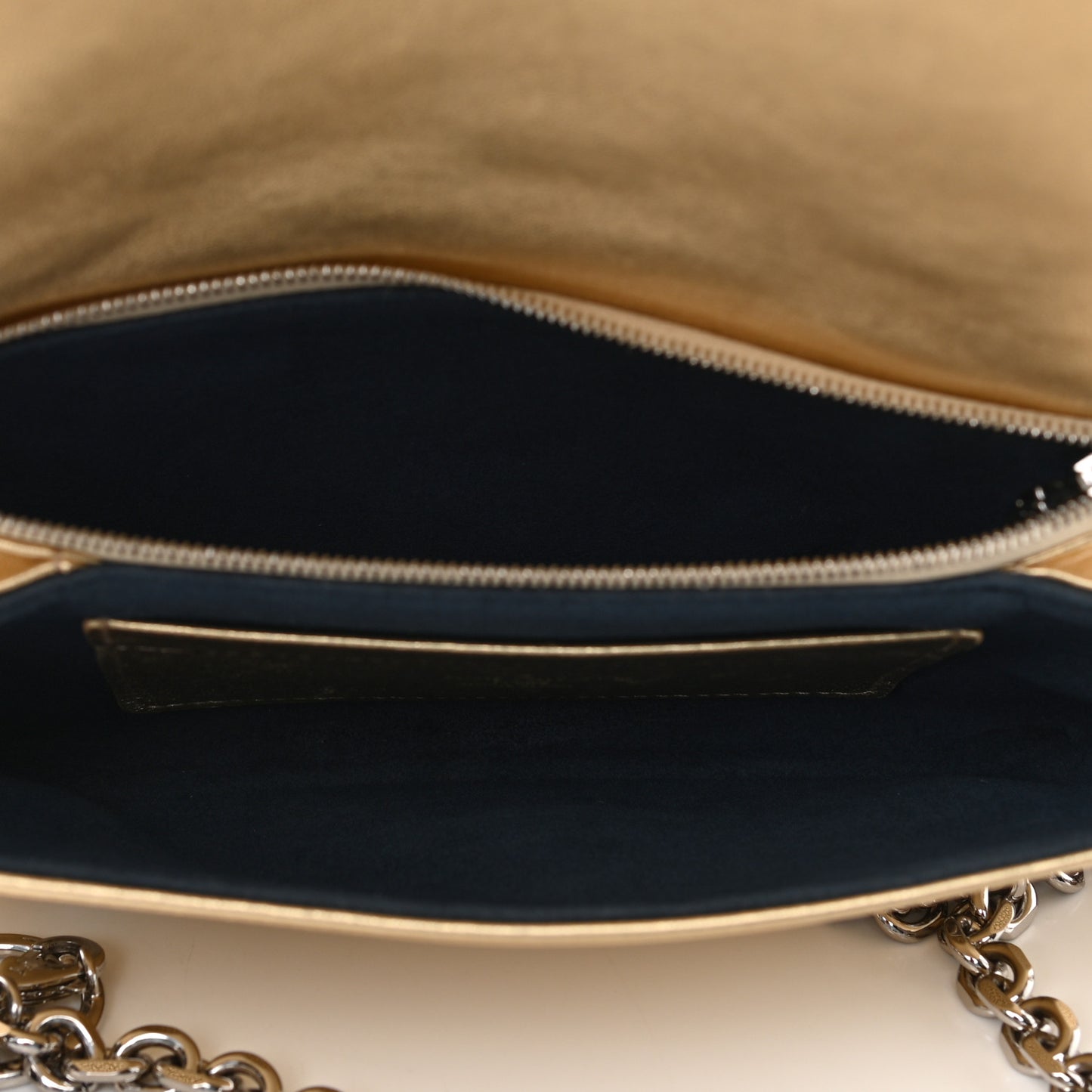 Metallic Lambskin Embossed Monogram Pochette Coussin Gold