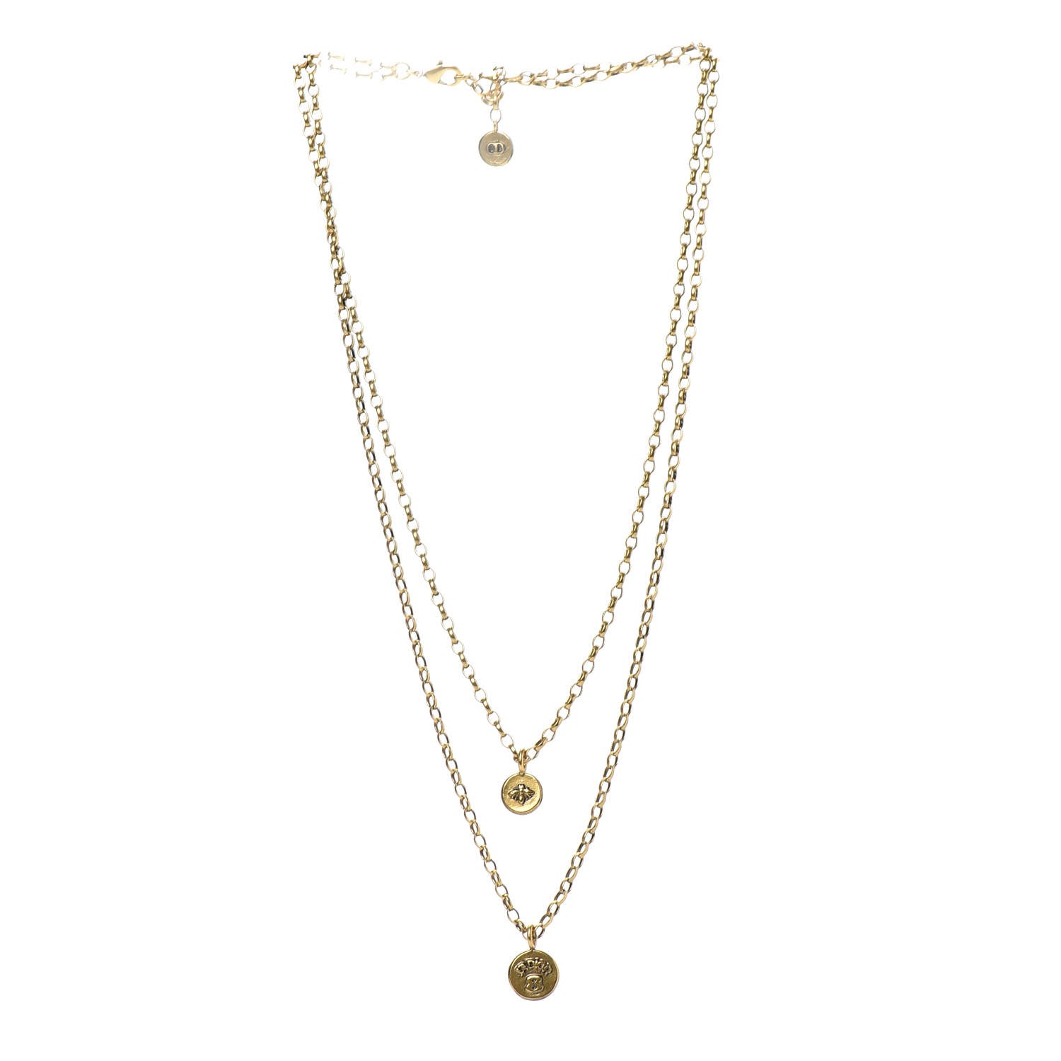Christian Dior Metal Bee J'Adior Layered Necklace Aged Gold 3 of 6
