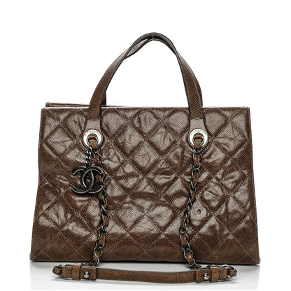 Chanel Crumpled Grained Calfskin CC Crave Tote Brown 1 of 7