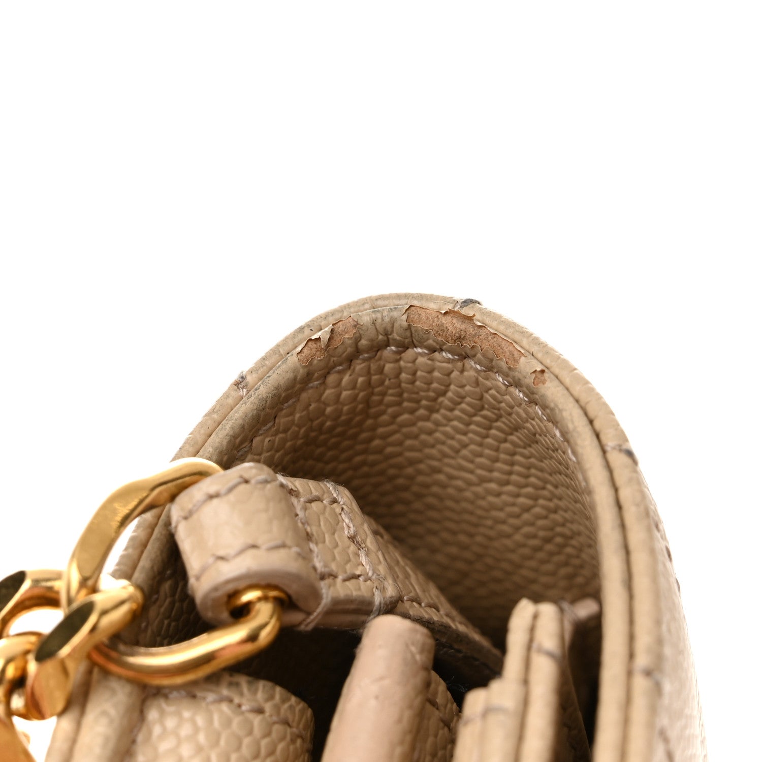 Saint Laurent Grain De Poudre Matelasse Chevron Monogram Chain Wallet Nude Powder 17 of 19