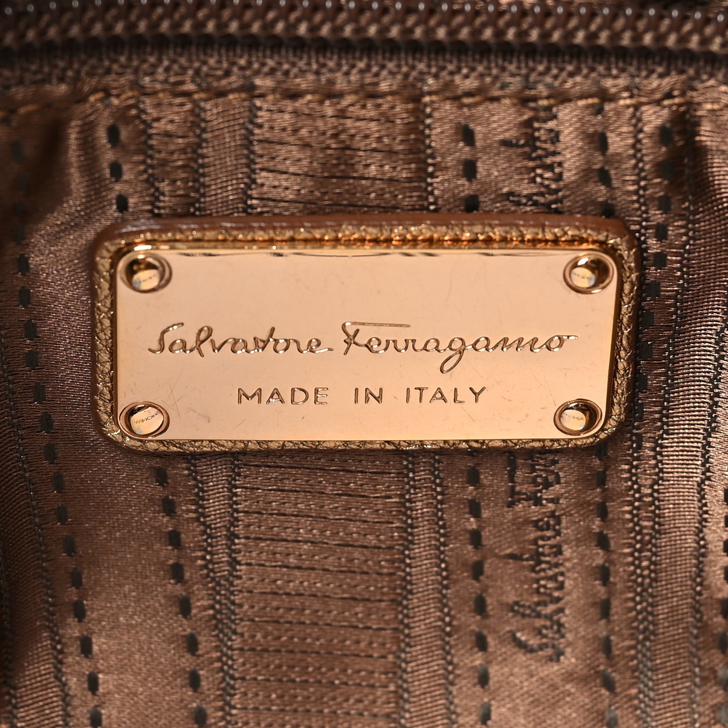 SALVATORE FERRAGAMO Metallic Calfskin Tassel Hobo Gold