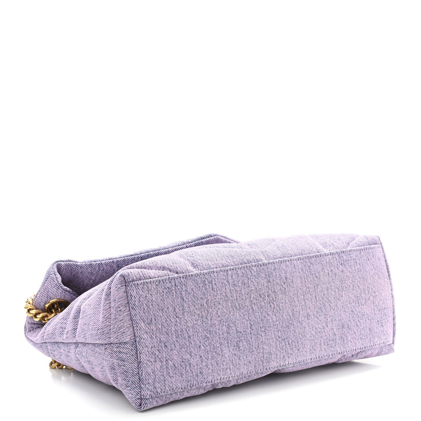 Denim Quilted Small Loulou Puffer Monogram Chain Satchel Bleached Lilac