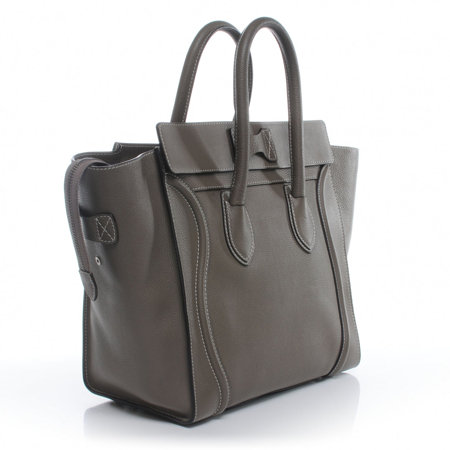 Drummed Calfskin Mini Luggage Bag Souris