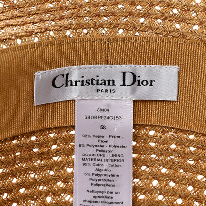 Christian Dior Straw Embroidered D-Bobby Large Brim Hat 58 Fuchsia 8 of 8