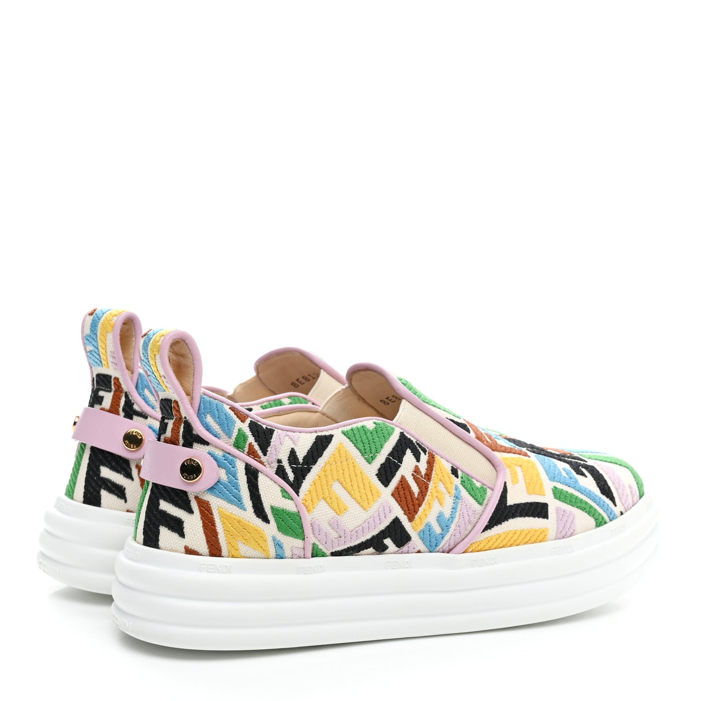 X SARA COLEMAN Canvas FF Vertigo Embroidered Womens Rise Slip On Sneakers 36.5 Grezzo Multicolor