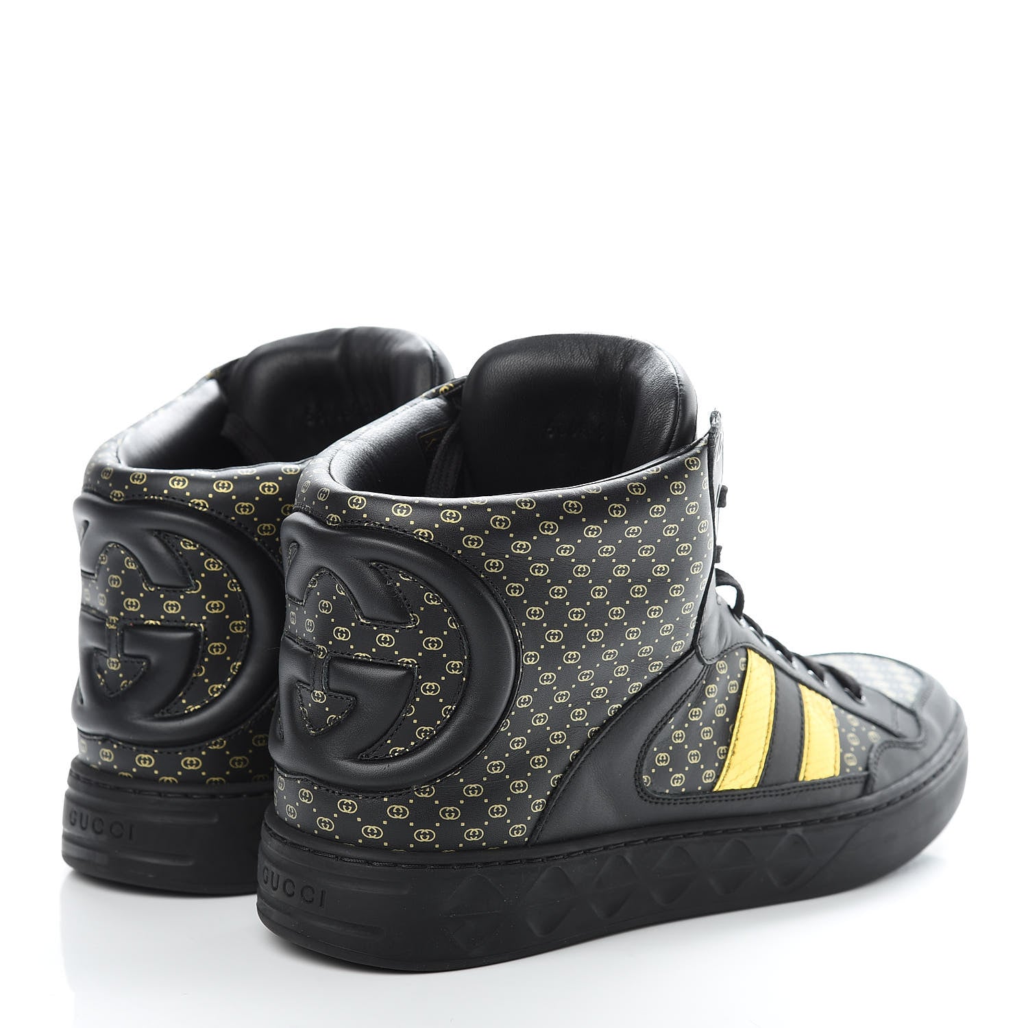 Gucci X DAPPER DAN Calfskin Laminated Ayers GG Micro Monogram Mens High Top Sneakers 10 Black 4 of 7